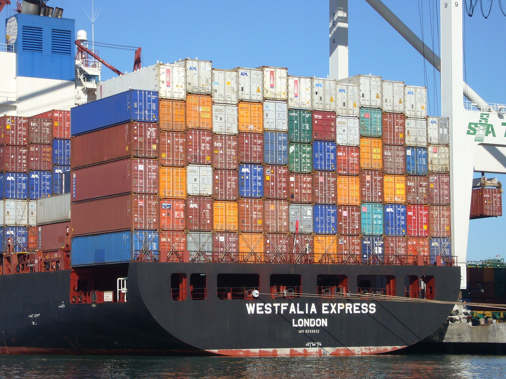 Cargo containers representing substantial international trade